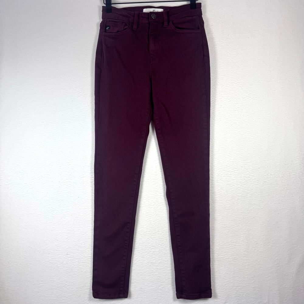 KanCan Jeans Women's 26 Burgundy Red Stretch Skinny Mid Rise